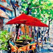 Cindy Dennis - "Sidewalk Cafe” – http://cindysheartworks.com/