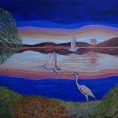 Janet Davies - “Herons at Sunset” – www.artjanetdavies.co.uk