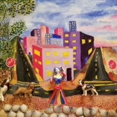 Jennifer Carberry-Landis  - “City Walk” - www.landofashanddragon.etsy.com