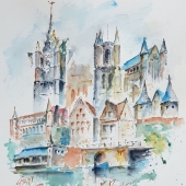 Rene Pauwels - “Watercolour Compilation from Ghent,Belgium” – www.artrenep.nl