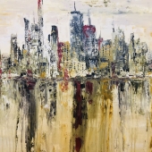 Hon. Mention - Lori Burke - “Fall Cityscape” – www.fickledesignsartstudio.com