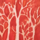 Daniel Kabakoff - “Red Background Trees” – www.facebook.com/Danswatercolors.co