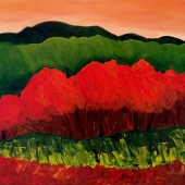 Celine Bastien - “Orange and Green Abstract Landscape” – www.celinebastien.pb.online