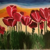 Monserrat Gomez - “Red Tulips During Sunset” – www.monserratgomezart.weebly.com