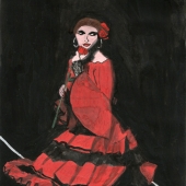 Sara Davies - “Flamenco Dancer holding a Rose” – https://www.facebook.com/saradaviesillustrations/