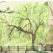 Sara Davies - "Willow Tree in Bruges” – https://www.facebook.com/saradaviesillustrations/